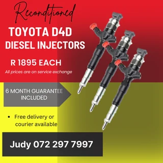 Toyota D4D Diesel Injectors for sale on service exchange or to recon