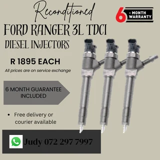 Ford Ranger 3L TDCI Diesel Injectors for sale on service exchange or to recon