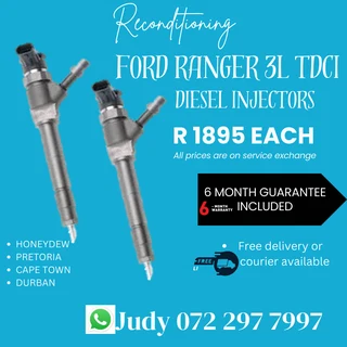 Ford Ranger 3L TDCI Diesel Injectors for sale on service exchange or to recon