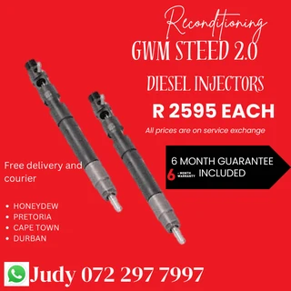 GWM Steed 2.0 Diesel Injectors for sale on service exchange or to recon