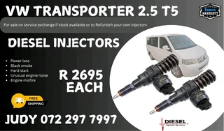 VW Transporter 2.5 T5 Diesel Injector for sale on service exchange or to recon