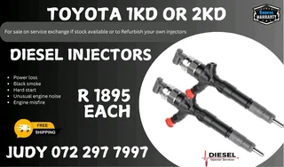 Toyota 1KD or 2KD Diesel Injector for sale on service exchange or to recon