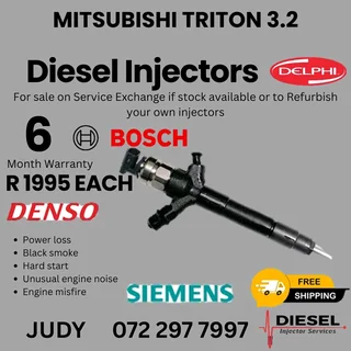 Mitsubishi Triton 3.2 Diesel Injectors for sale on service exchange or to recon