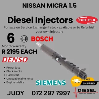 Nissan Micra 1.5 Diesel Injector for sale on service exchange or to recon