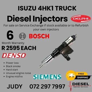 Isuzu 4HK1 Truck Diesel Injector for sale on service exchange or to recon