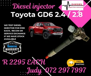Toyota Gd6 2.4 /2.8 Diesel Injectors for sale on service exchange or to recon