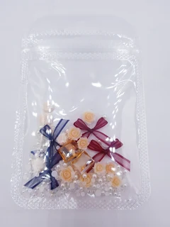 Pearls and bows mix nail art