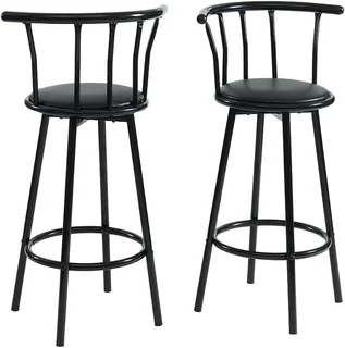  Modern Swivel Bar Stools – Set of 2 | Crown Back Design | PU Leather | DOTFURN 