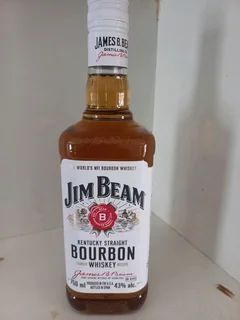 Bottle of&#34;Jim Beam&#34; whiskey on sake