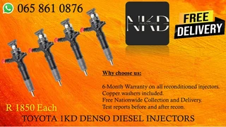 Toyota 1KD diesel injectors for sale or recon with test reports and warranty of 6 months