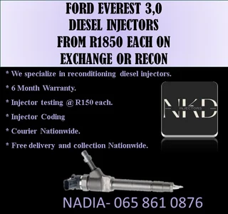 Ford Everest (3.0/bt50) Diesel Injectors For Sale On Exchange Or To Recon With Warranty