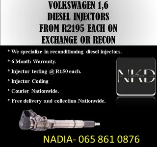 Volkswagen 1.6 Diesel Injectors For Sale On Exchange Or To Recon With Warranty