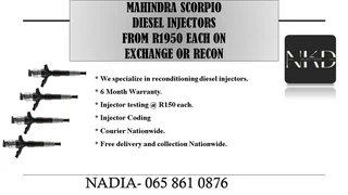 MAHINDRA SCORPIO DIESEL INJECTORS FOR SALE ON EXCHANGE WITH 6 MONTHS WARRANTY