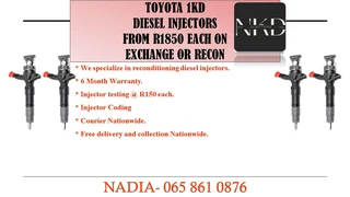 Toyota 1kd Diesel Injectors For Sale Or To Recon