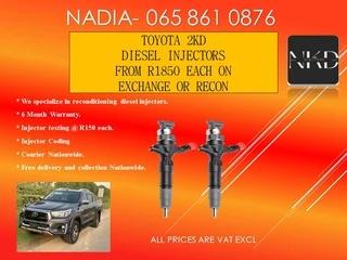 Toyota 1KD diesel injectors for sale on exchange or recon