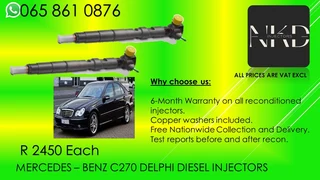Mercedes C270 Diesel Injectors For Sale On Exchange Or Recon With Warranty.