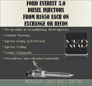 Ford Everest (3.0/bt50) Diesel Injectors For Sale On Exchnage Or To Recon With Warranty