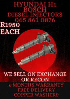 Hyundai H1 Bosch Diesel Injectors For Sale On Exchange Or To Recon With Warranty