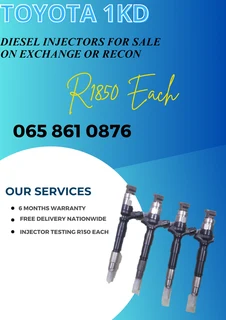 Toyota 1KD diesel injectors for sale or to recon