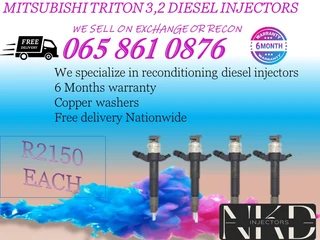 Mitsubishi Triton diesel injectors for sale on exchange or to recon with 6 months warranty