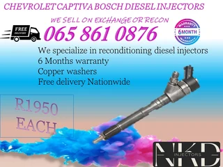 Chevrolet Captiva reconditioned diesel injectors for sale on exchange or to recon