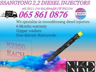 SsangYong diesel injectors for sale on exchange or to recon with 6 months warranty