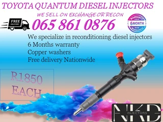 Toyota Quantum diesel injectors for sale with 6 months warranty