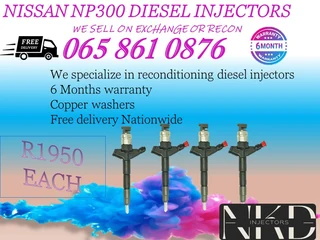 Nissan NP300 diesel injectors for sale on exchange or recon with 6 months warranty