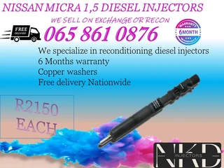 Nissan Micra common rail injectors for sale on exchange or to recon 6 months warranty
