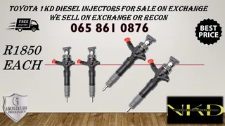Toyota 1KD diesel injectors for sale on exchange or reconditioning