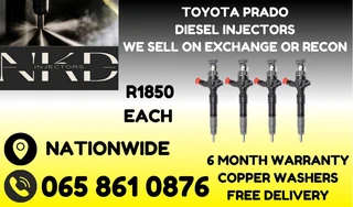 Toyota Prado diesel injectors for sale or recon or exchage