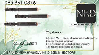 New Hyundai H1 Diesel Injectors For Sale On Exchange Or To Recon With Warranty