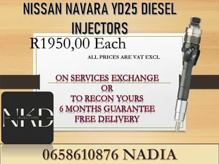Nissan Navara Yd25 Diesel Injectors For Sale On Exchange Or To Recon With 6 Months Warranty