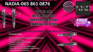 Toyota 2KD diesel injectors for sale or recon with 6 months warranty