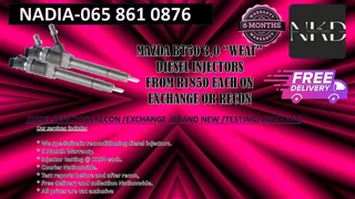 Mazda BT50 diesel injectors for sale or recon with 6 months warranty