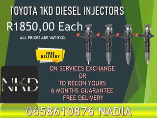 Toyota 1kd diesel injectors for sale or recon with 6 months warranty