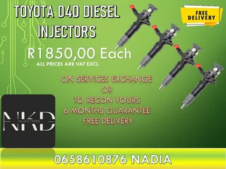 Toyota D4D diesel injectors for sale or recon with 6 months warranty and free dleivery