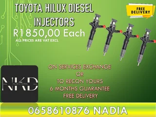Toyota Hilux diesel injectors for sale on exchange or recon