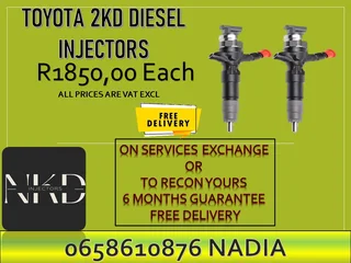Toyota 2KD diesel injectors for sale or recon with 6 months warranty