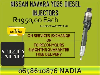Nissan Navara YD25 diesel injectors for sale or recon with test reports and warranty