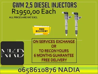 GWM 2.5 diesel injectors for sale on service exchange or recon
