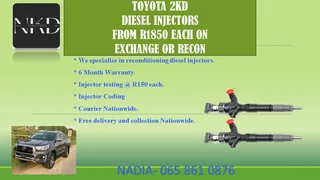 Toyota 2KD diesel injectors for sale or recon