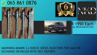 Mahindra Mhawk 2.2 Diesel Injectors For Sale On Exchange Or To Recon With Warranty