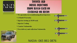 Toyota 1kd Diesel Injectors For Sale Or To Recon