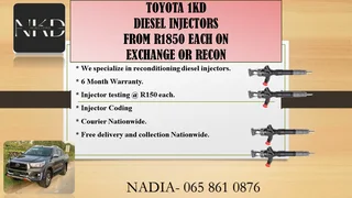 Toyota 1kd Diesel Injectors For Sale Or To Recon