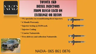 Toyota 1kd Diesel Injectors For Sale Or To Recon The Same Day