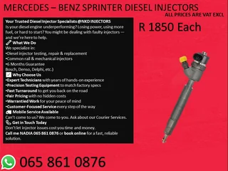 Mercedes Benz Sprinter Diesel Injectors For Sale Or To Recon
