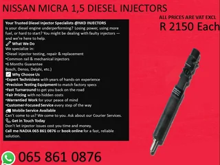 Nissan Micra 1.5 Diesel Injectors For Sale With 6 Months Warranty