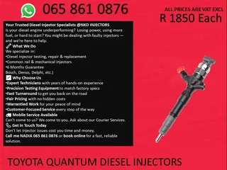 Toyota Quantum Diesel Injectors For Sale With 6 Months Warranty
