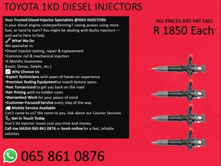 TOYOTA 1KD DIESEL INJECTORS FOR SALE WITH 6 MONTHS WARRANTY